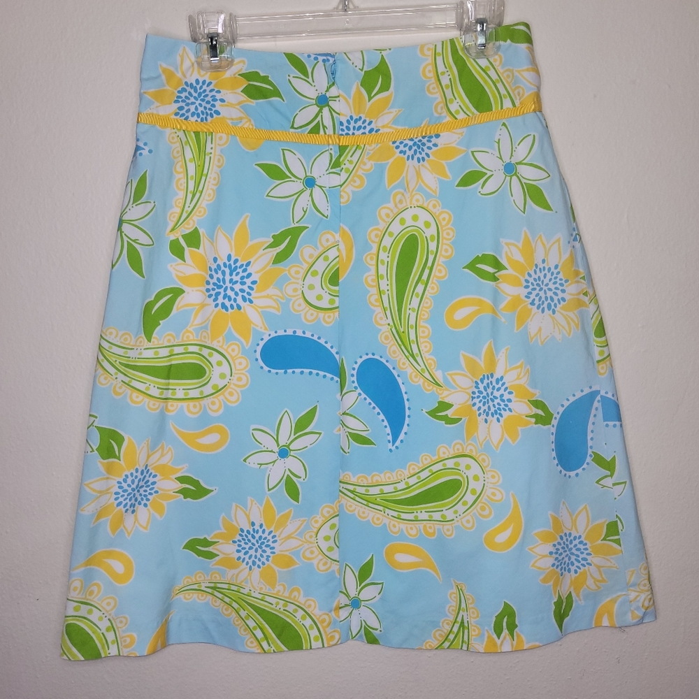 Lilly Pulitzer A-Line Skirt Paisley Sunflower, Size 6